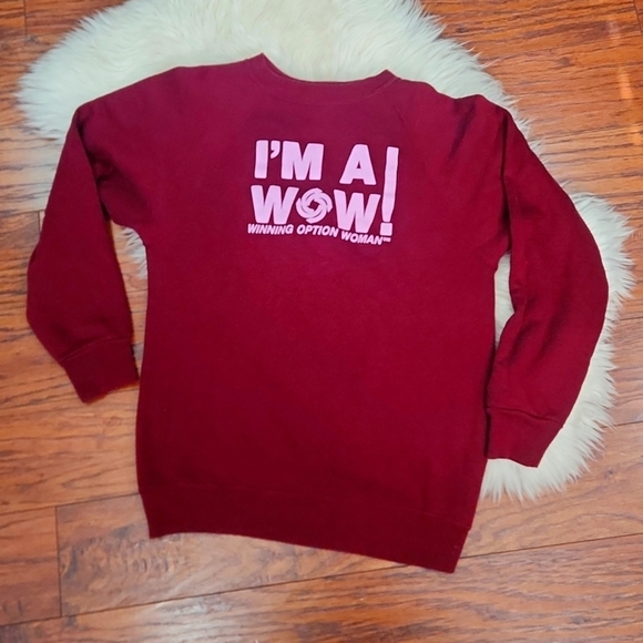 Vintage Tops - Vintage Crewneck Maroon Cotton Sweatshirt